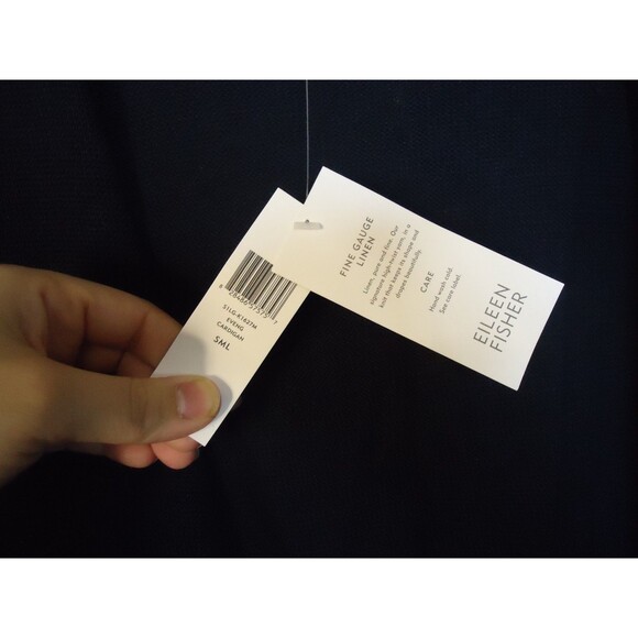 Eileen Fisher Open-front Fine Gauge Linen Evening Cardigan Small Navy RN#78121 - Picture 3 of 10